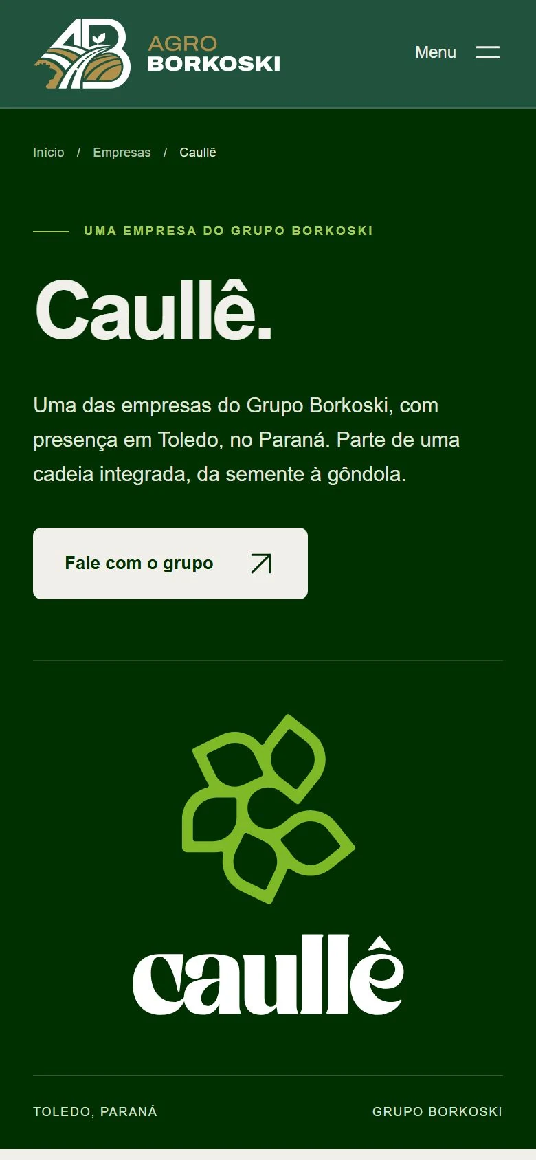 Agro Borkoski — Página da Caullê · mobile