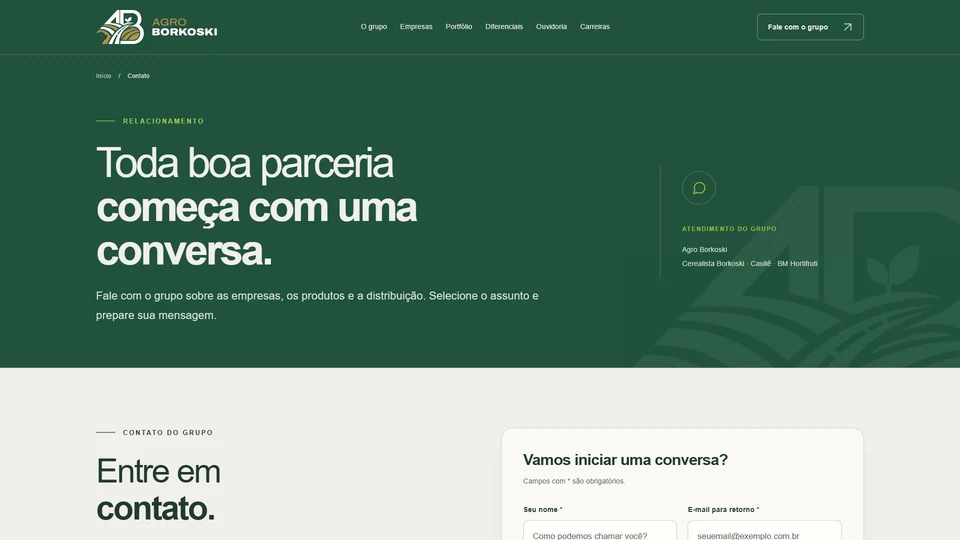 Agro Borkoski — Contato do grupo · desktop