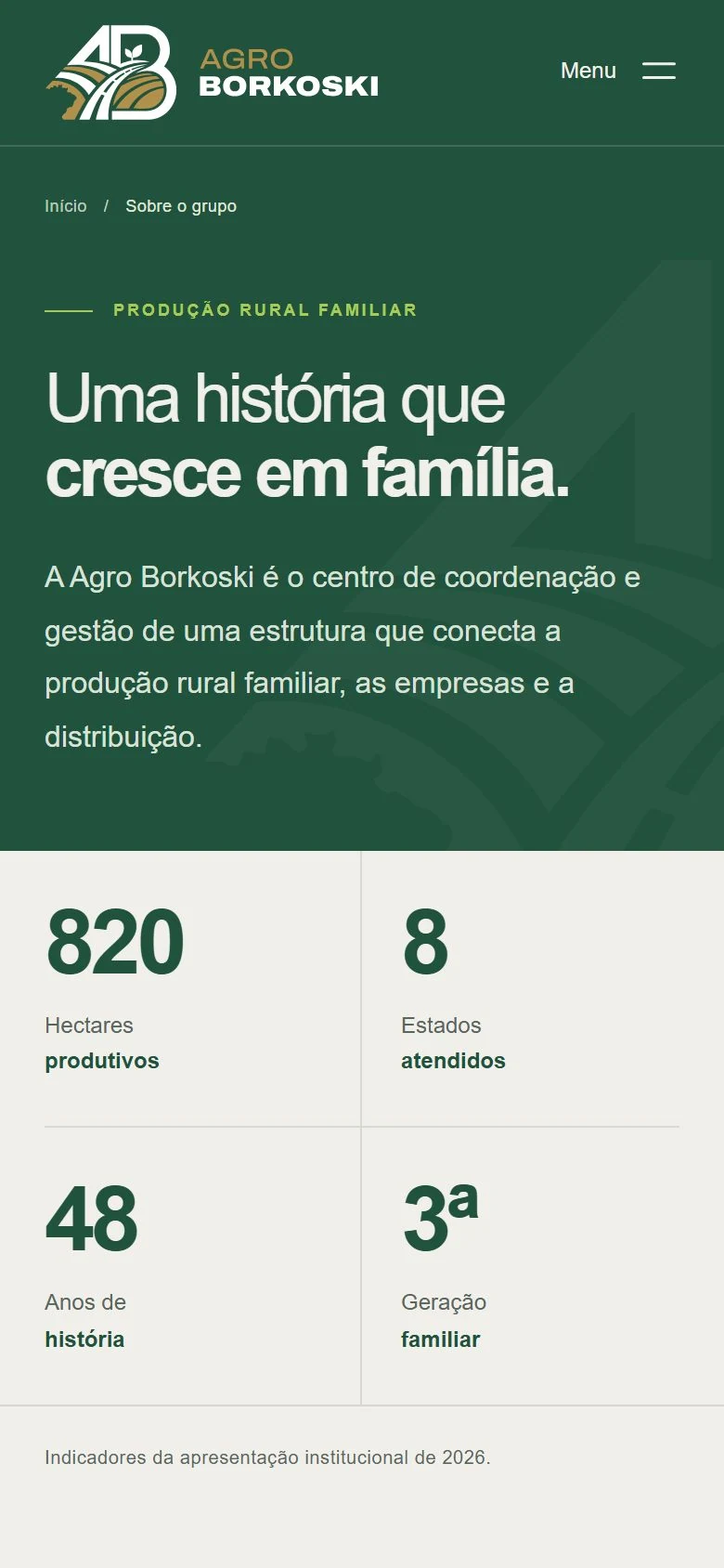 Agro Borkoski — Sobre o grupo · mobile