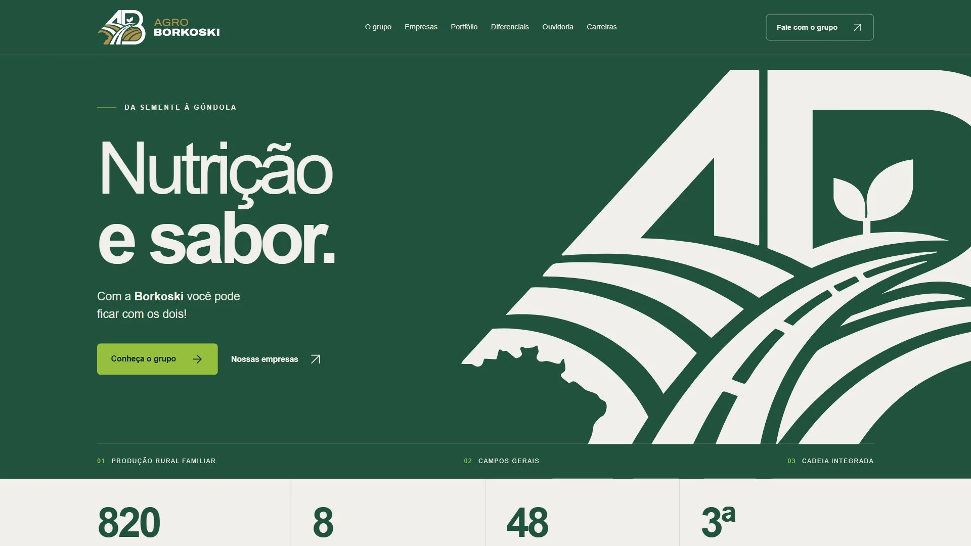 Agro Borkoski — página inicial no computador