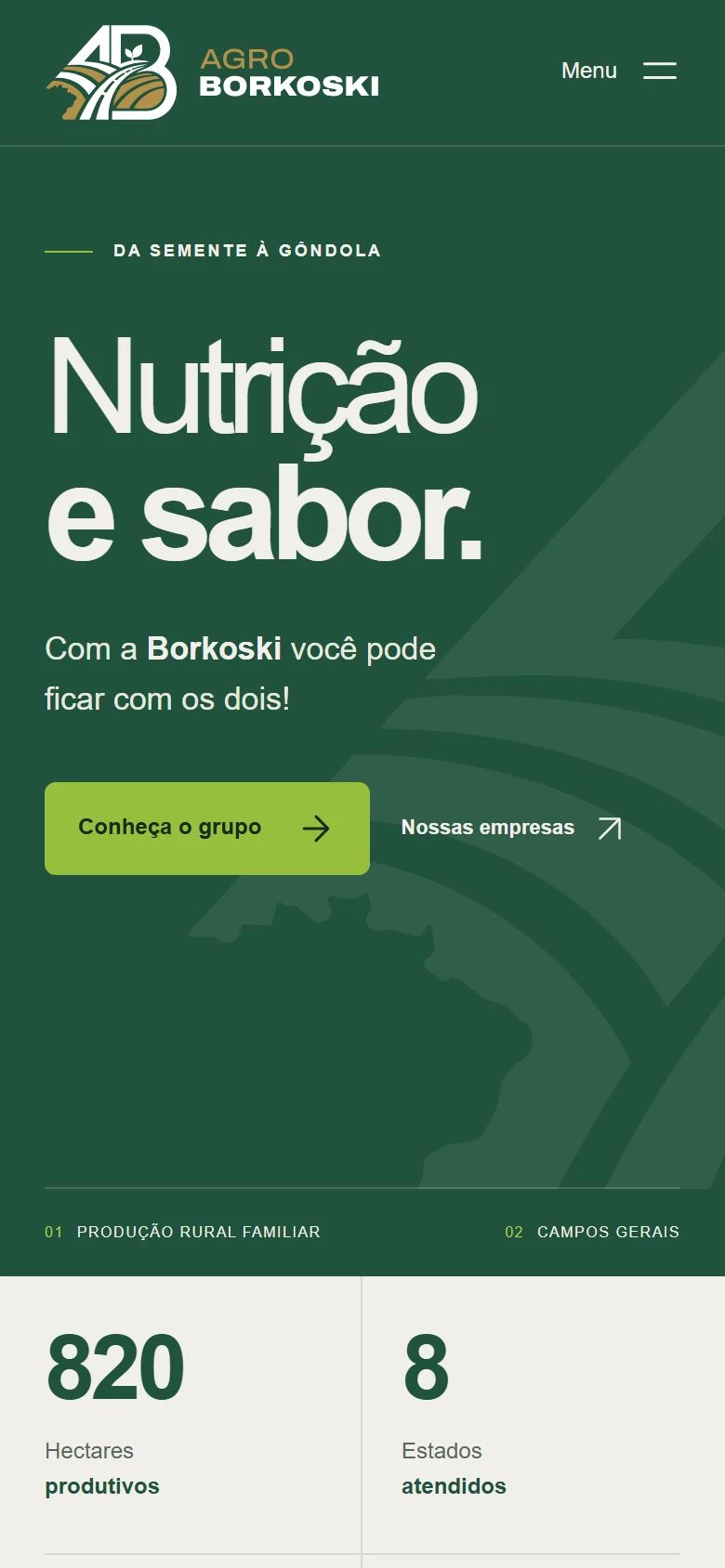 Agro Borkoski — página inicial no celular