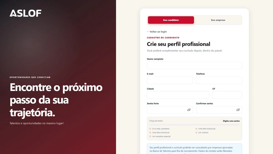 ASLOF — Cadastro de candidato · desktop