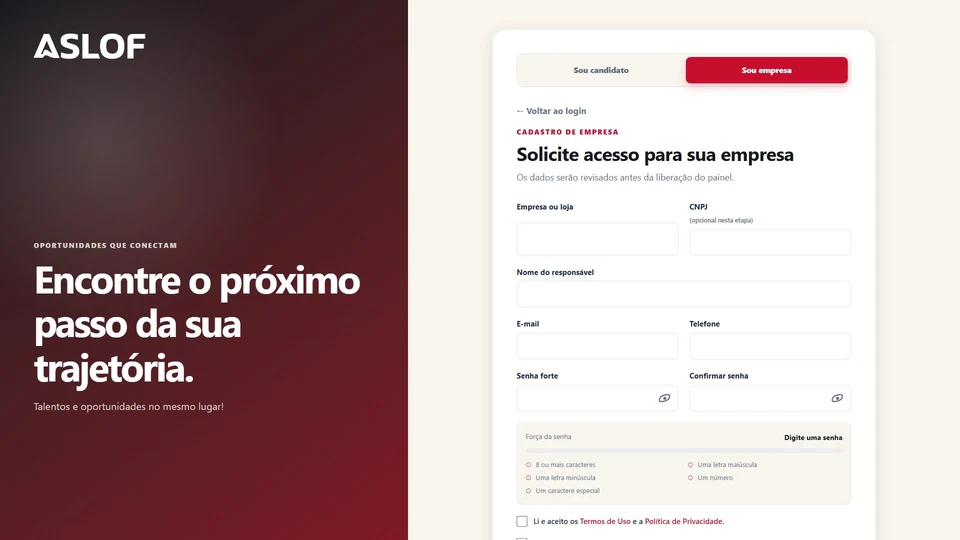 ASLOF — Cadastro de empresa · desktop