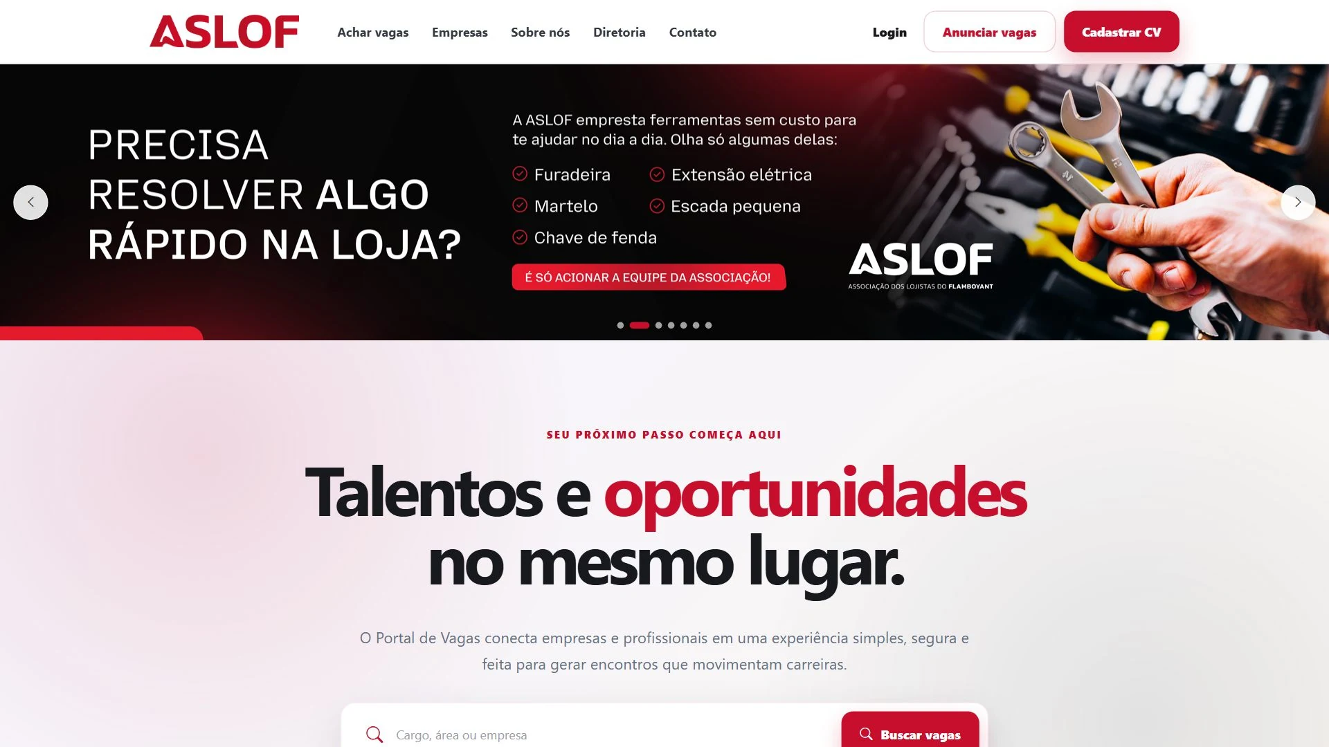 Aslof — página inicial no computador
