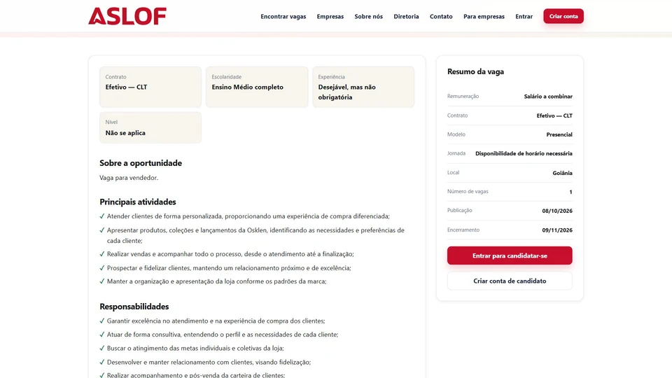 ASLOF — Página da vaga · desktop