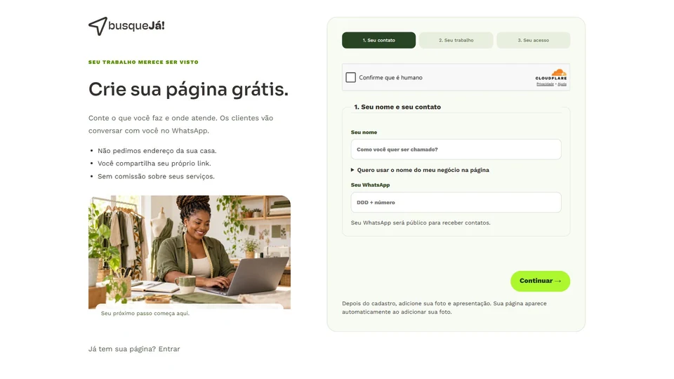 Busque Já — Criar página grátis · desktop