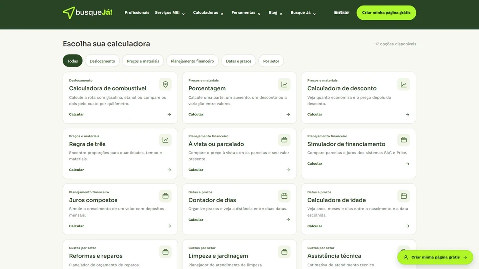 Busque Já — Calculadoras gratuitas · desktop