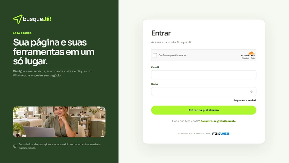 Busque Já — Entrada na plataforma · desktop