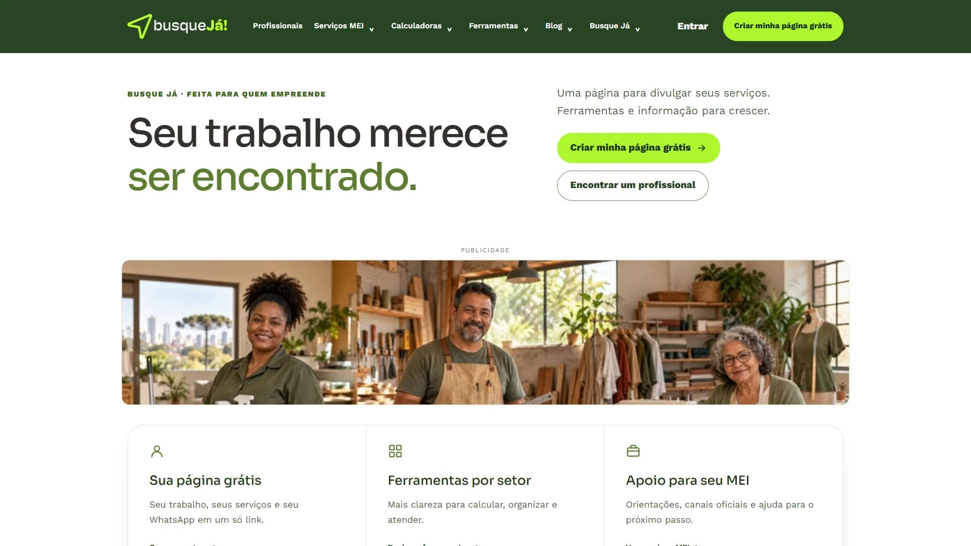 Busque Já — página inicial no computador