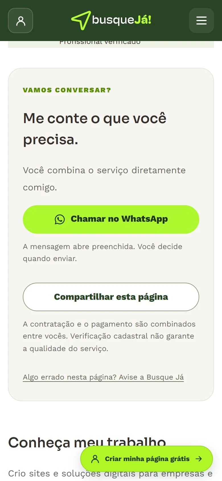 Busque Já — acesso no celular