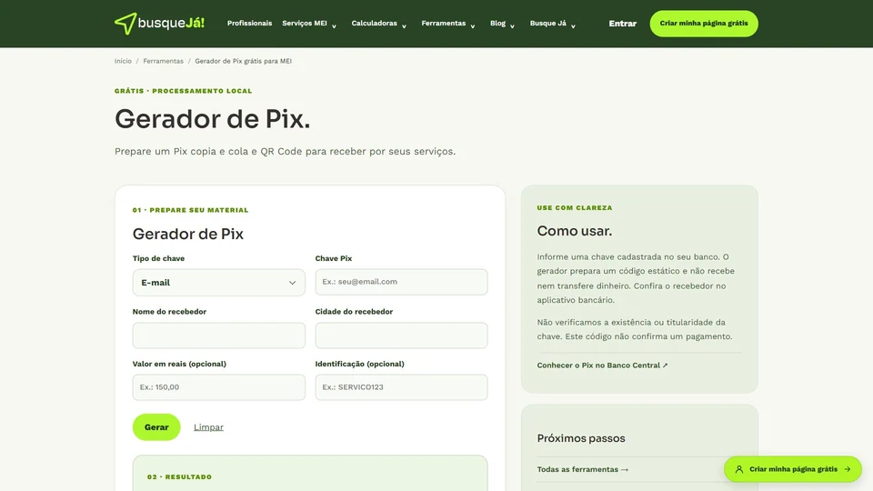 Busque Já — Gerador de Pix · desktop