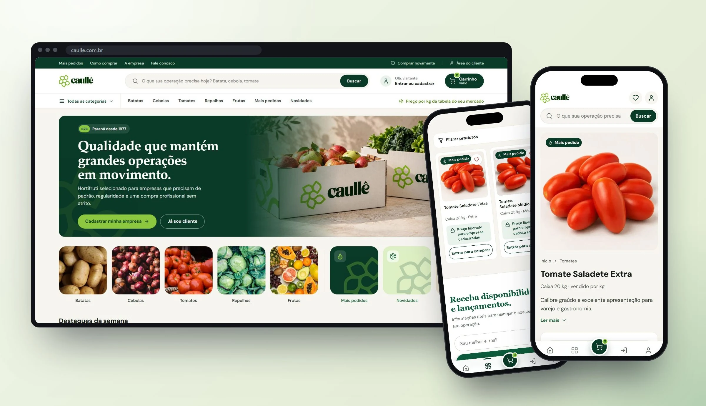 Caullê Hortifruti — loja no computador e no celular