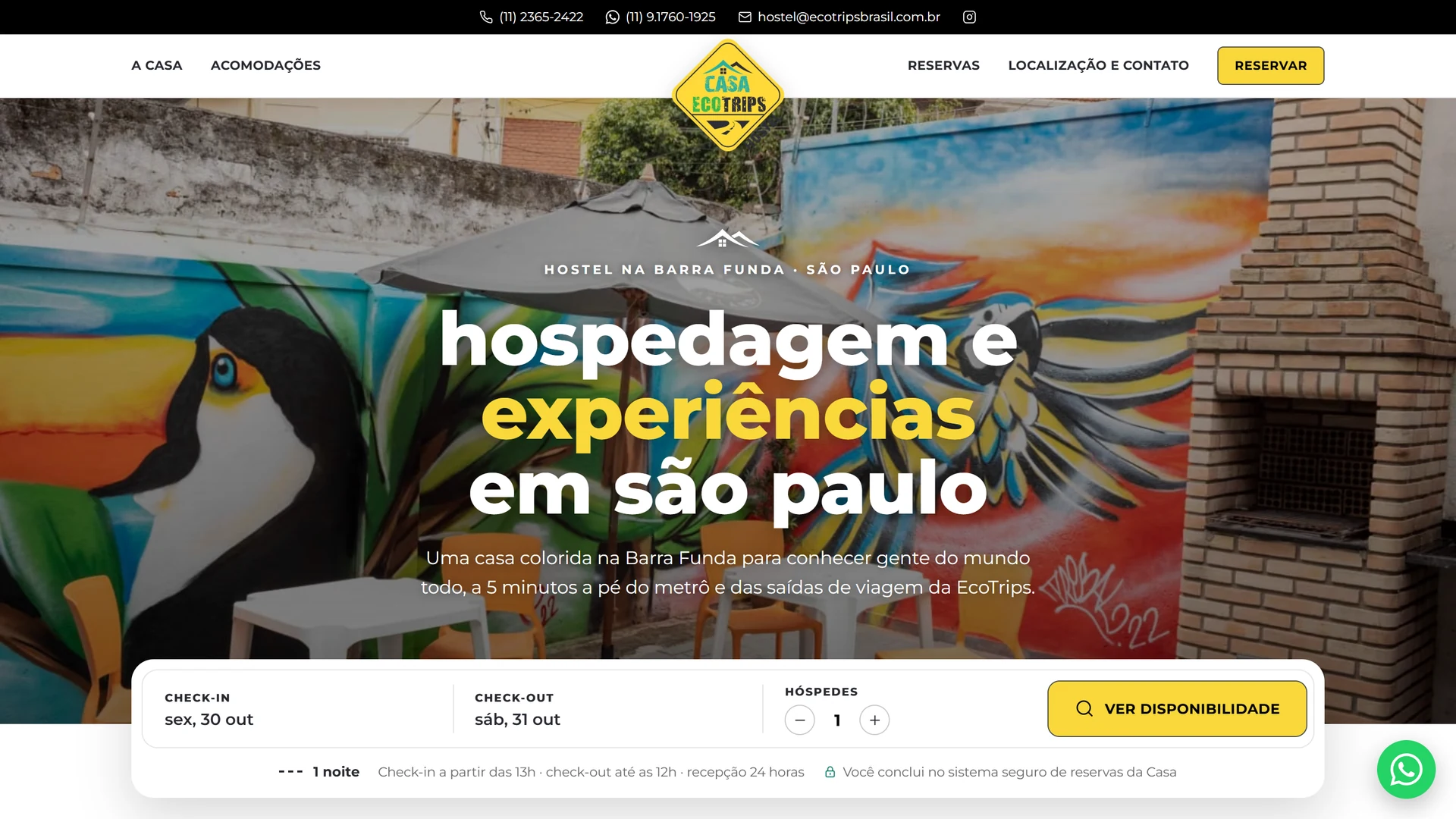 Casa EcoTrips — página inicial no computador