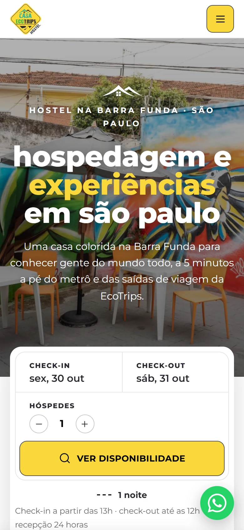 Casa EcoTrips — página inicial no celular
