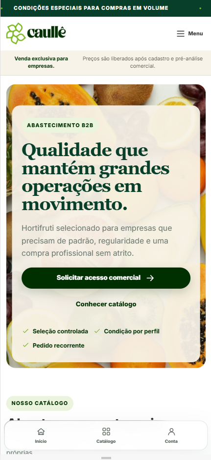 Caullé — Experiência mobile