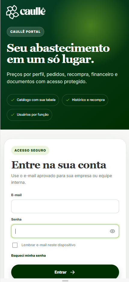 Caullé — Portal e acesso comercial