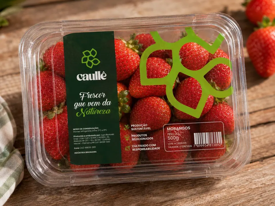 Caullê · Embalagens — Linha frutas · Morangos
