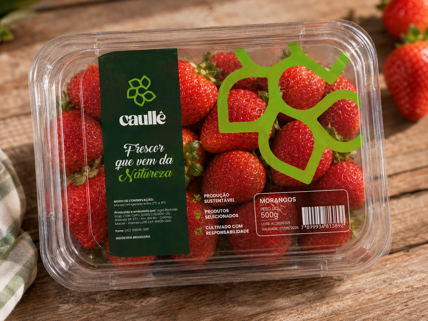 Caullé · Embalagens — Linha frutas · Morangos