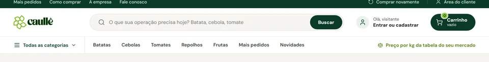Caullê Hortifruti — Cabeçalho da loja