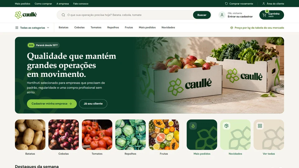 Caullê Hortifruti — página inicial no computador