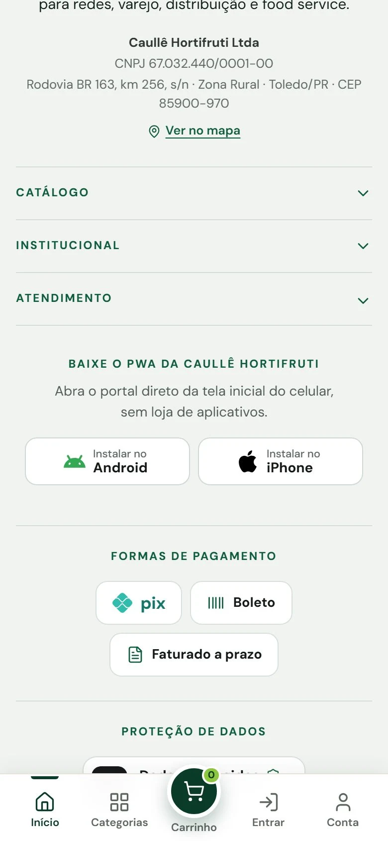 Caullê Hortifruti — Convite para instalar o app