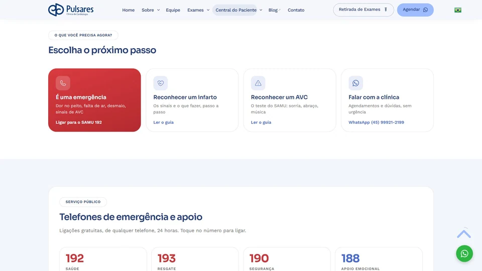 Clínica Pulsares — Ajuda e emergência · desktop