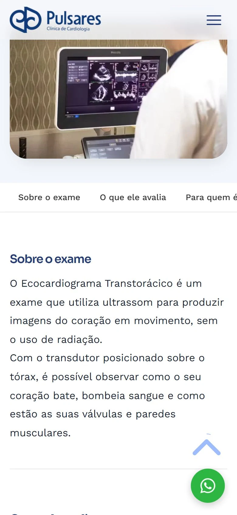 Clínica Pulsares — Página do exame · mobile