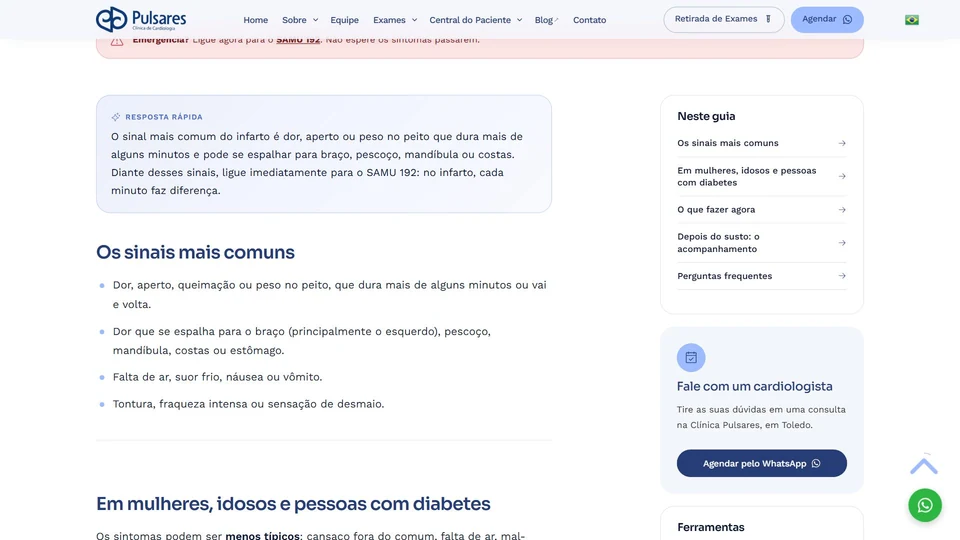 Clínica Pulsares — Guia sinais de infarto · desktop