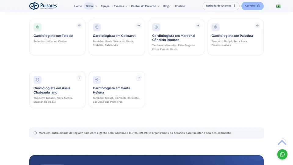 Clínica Pulsares — Atendimento regional · desktop