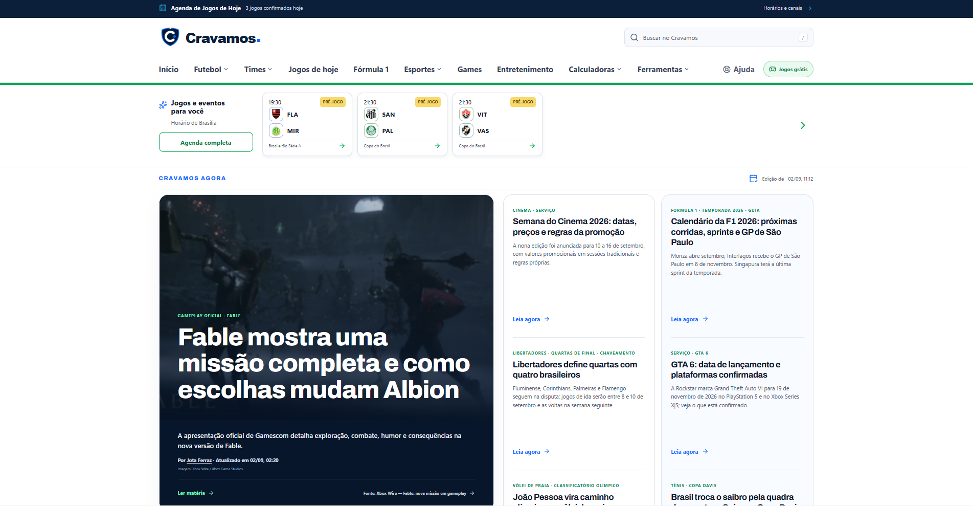 Cravamos — Portal no desktop