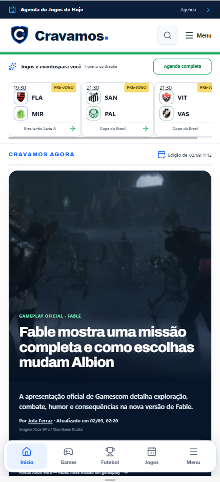 Cravamos — Portal no mobile