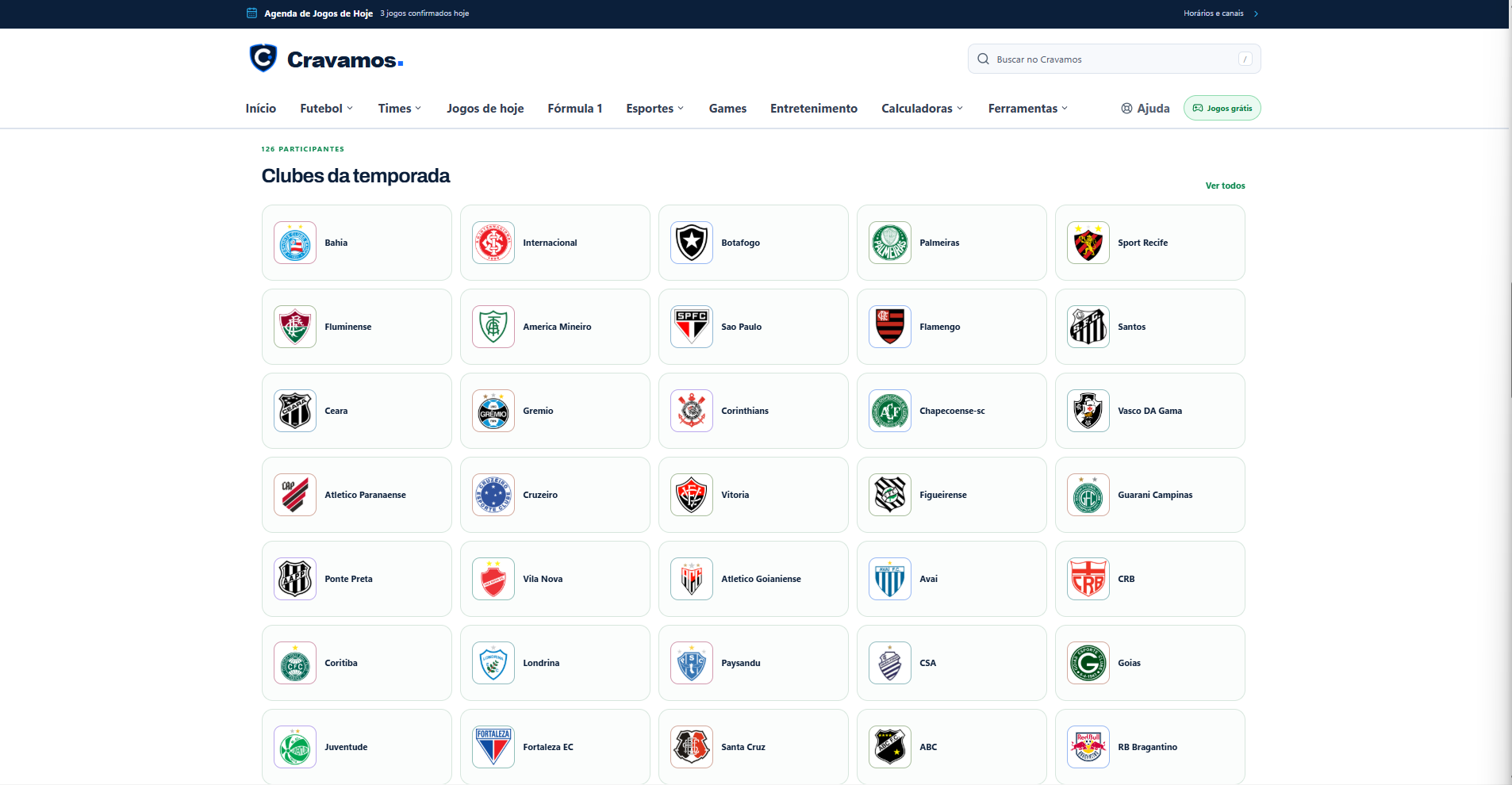 Cravamos — Clubes da temporada · web