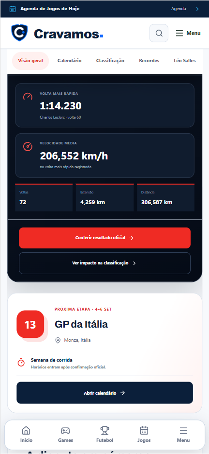 Cravamos — Dados de corrida e próxima etapa