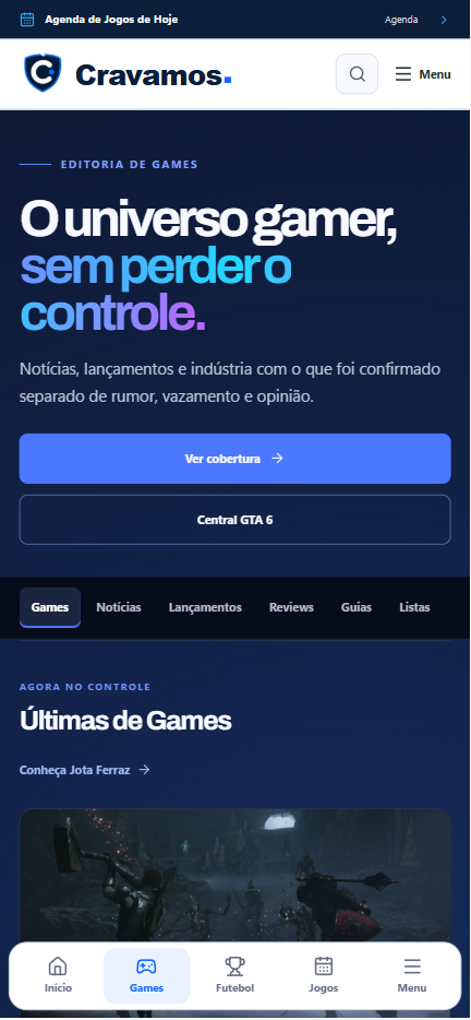 Cravamos — Editoria de games · mobile