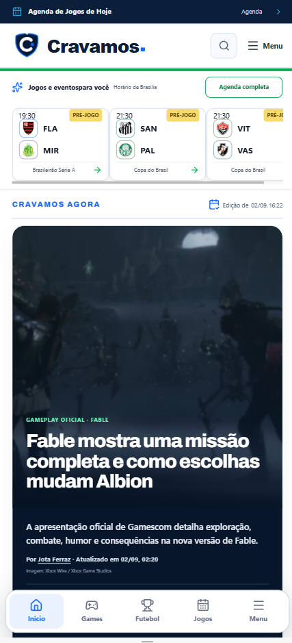Cravamos — Portal e agenda · mobile