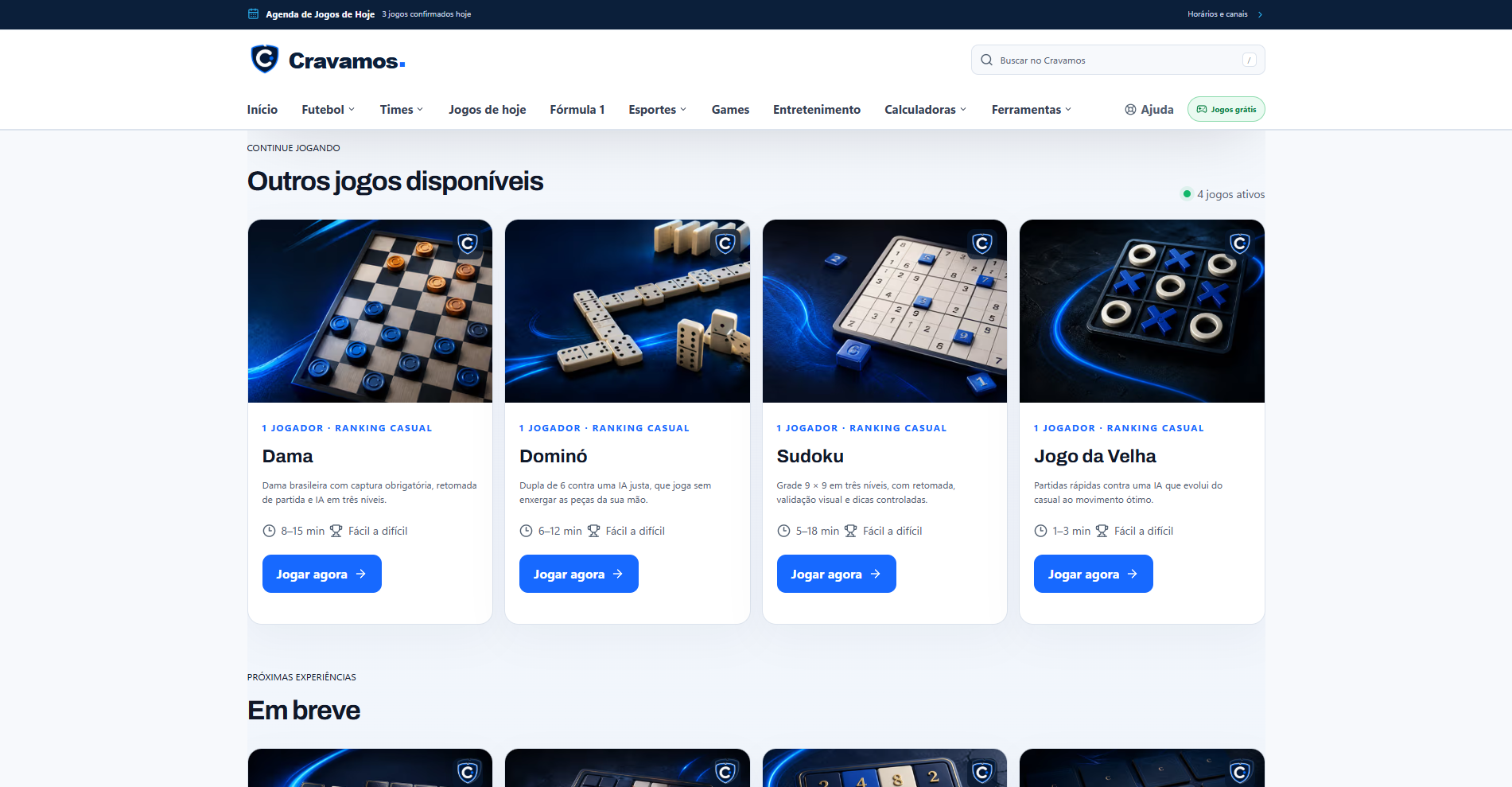 Cravamos — Catálogo de jogos desenvolvidos