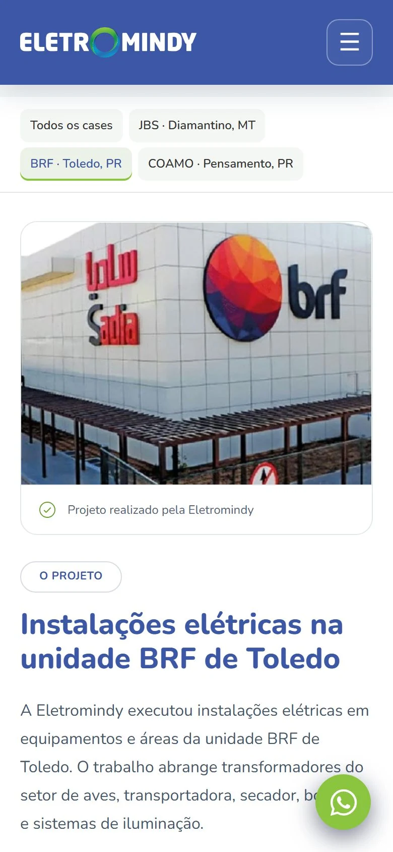 Eletromindy — Case BRF Toledo-PR · mobile