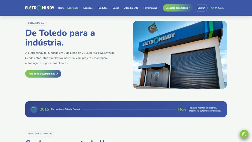 Eletromindy — Nossa história · desktop