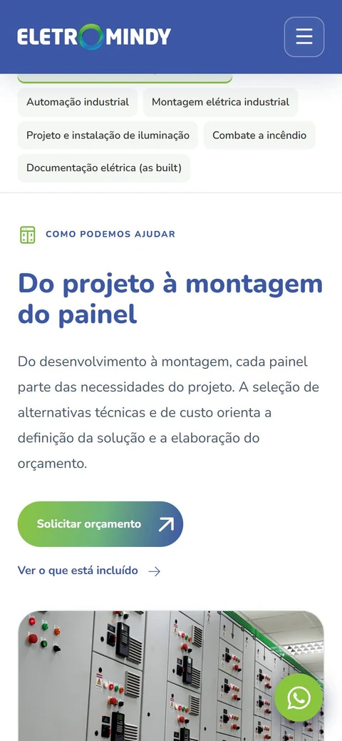 Eletromindy — Serviços em abas · mobile