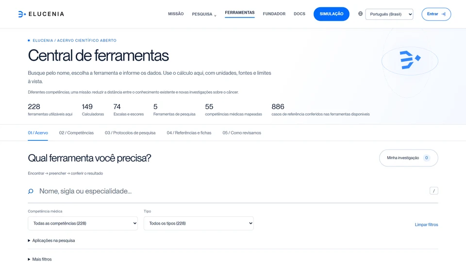 ELUCENIA — Central de ferramentas · desktop