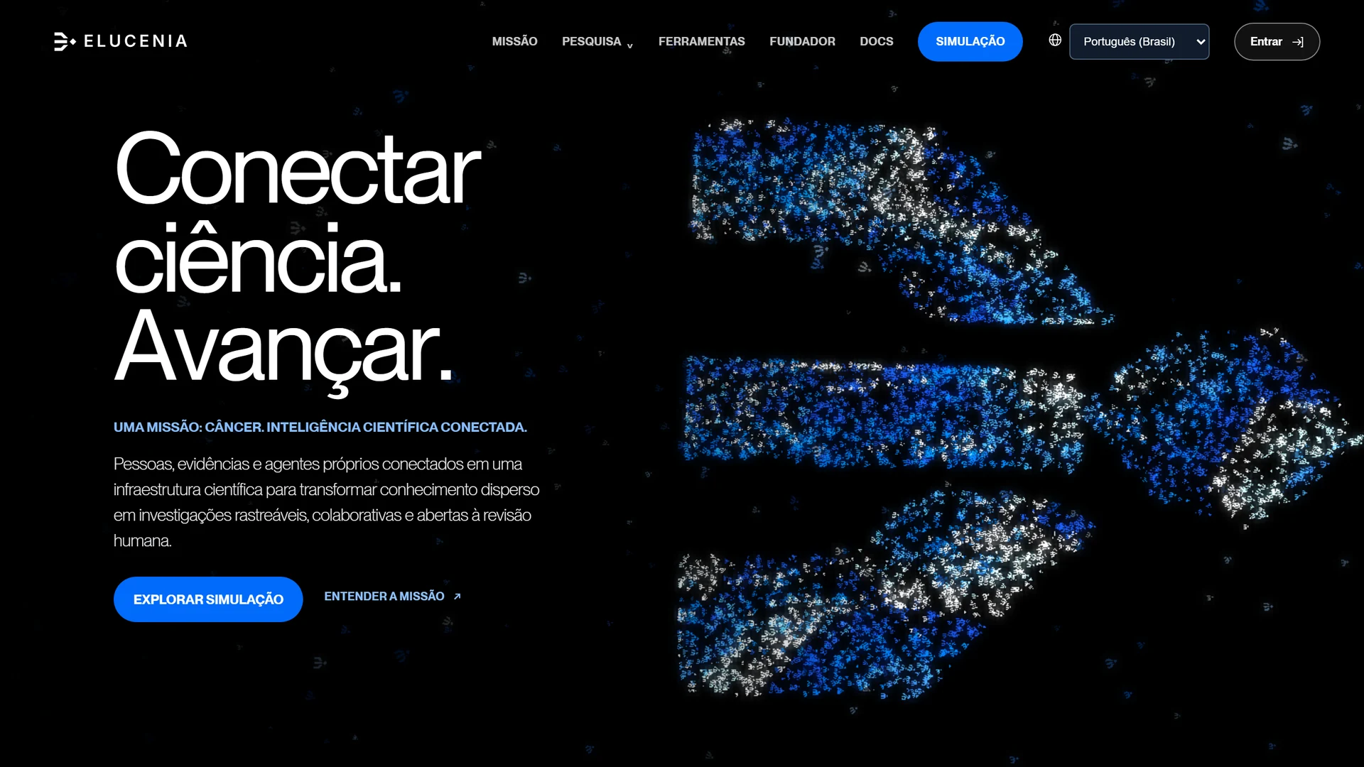 ELUCENIA — página inicial no computador