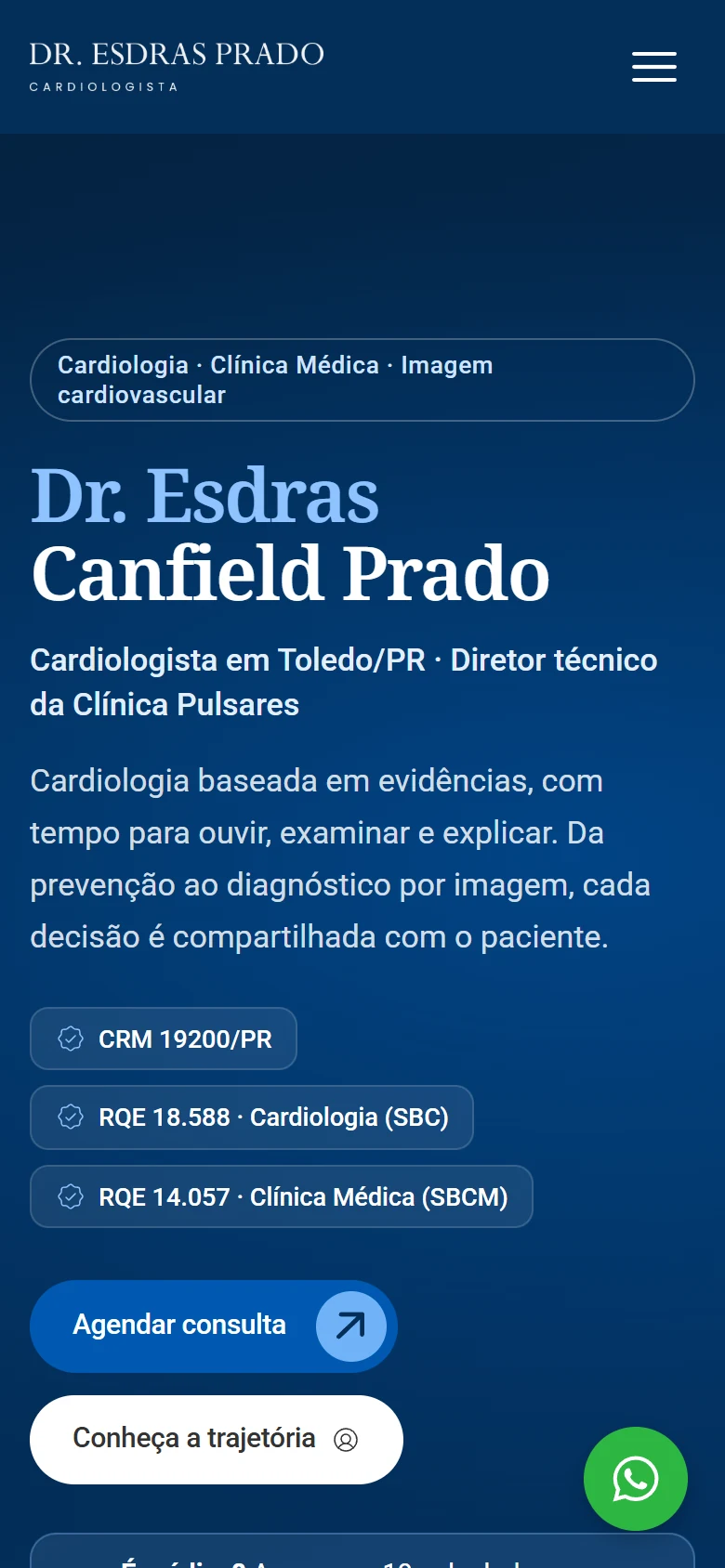 Dr. Esdras Prado — página inicial no celular