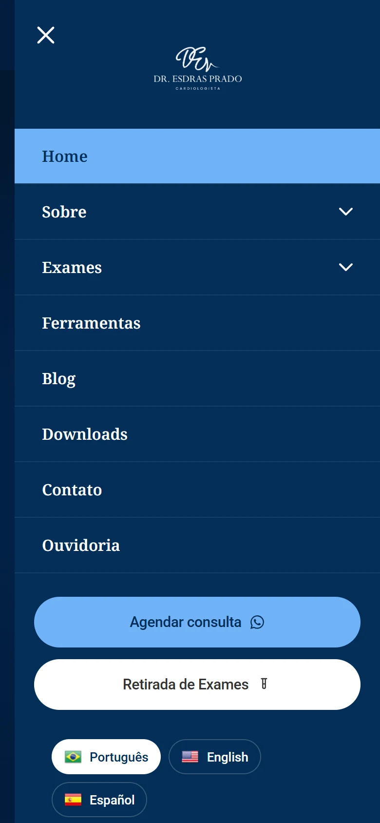 Dr. Esdras Prado — Menu · mobile