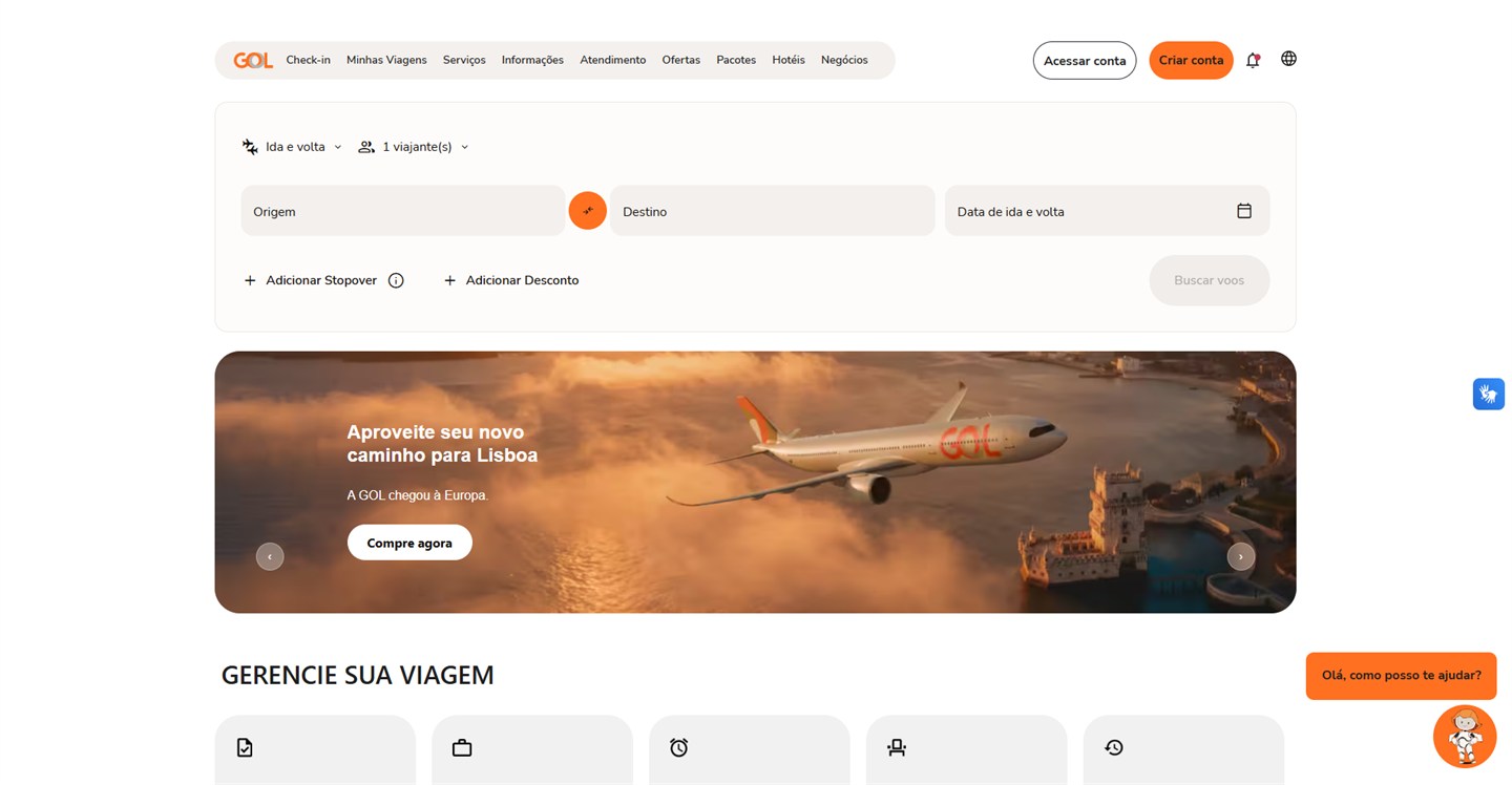 GOL Airlines — Experiência desktop