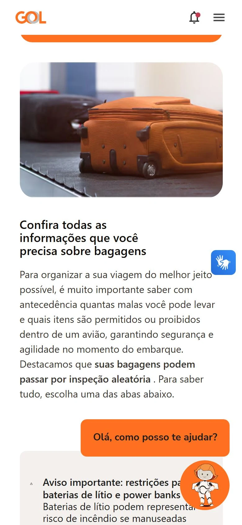 GOL Linhas Aéreas — Bagagem · mobile