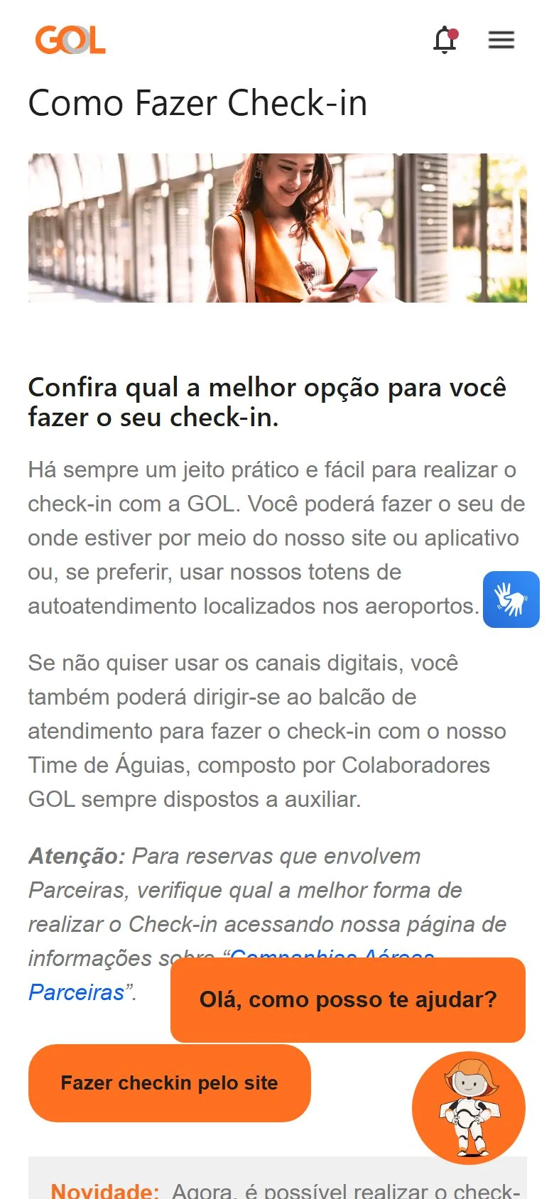 GOL Linhas Aéreas — Como fazer check-in · mobile