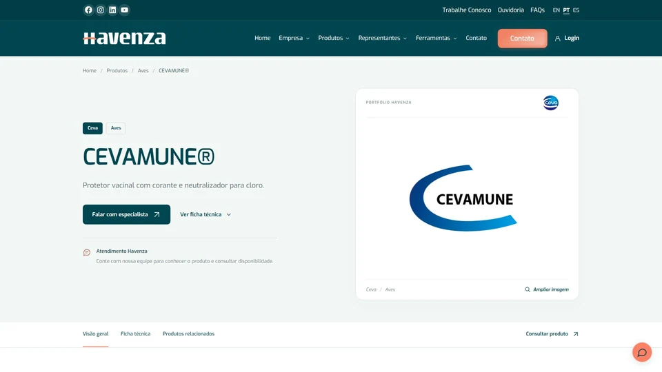 Havenza — Página de produto · desktop