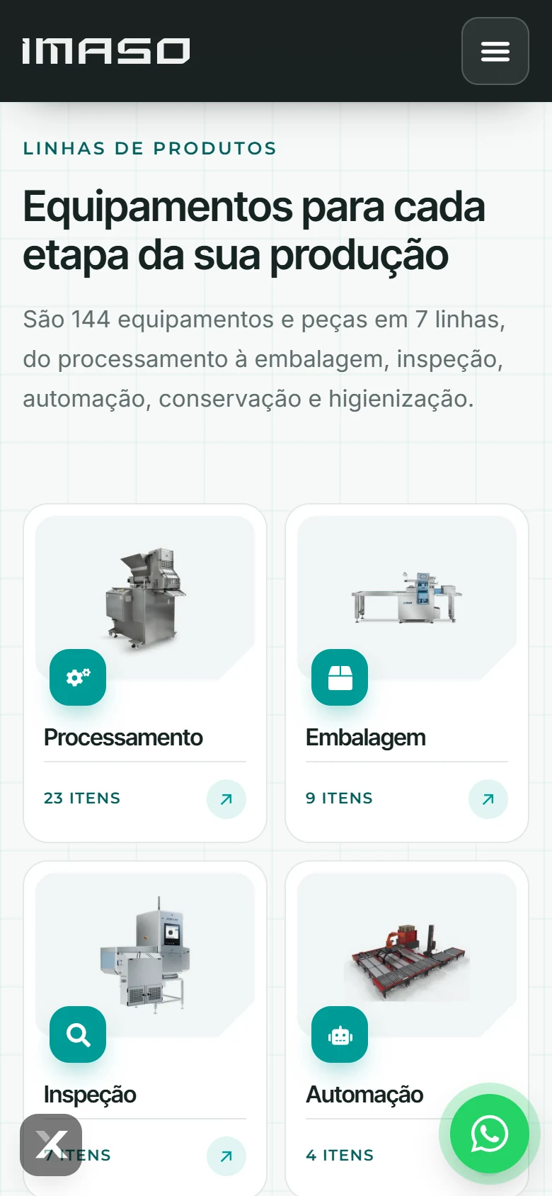 IMASO — Linhas de produtos · mobile