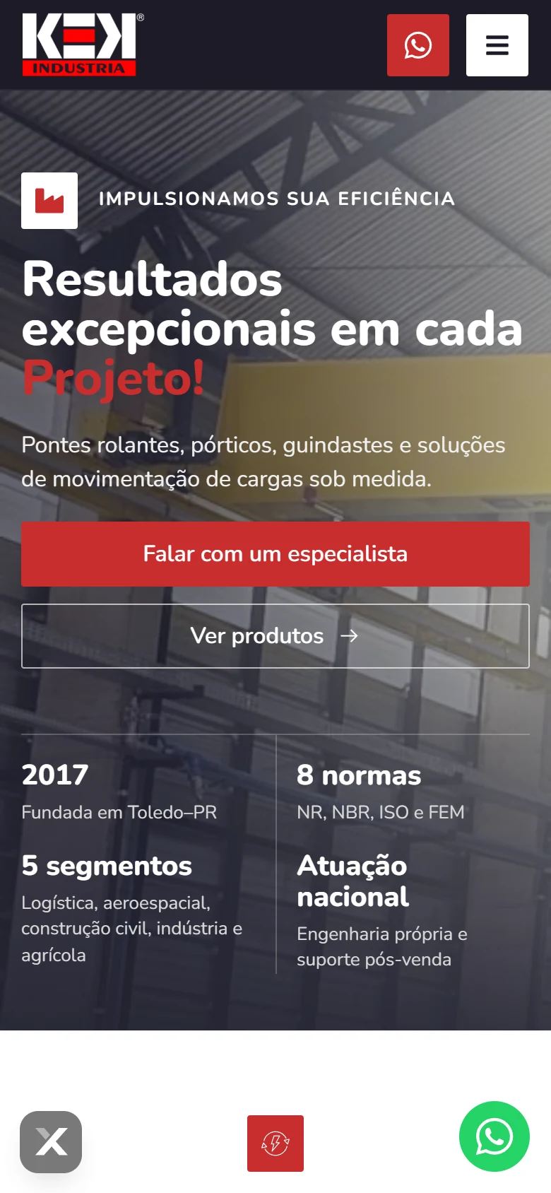 KEK Indústria — página inicial no celular