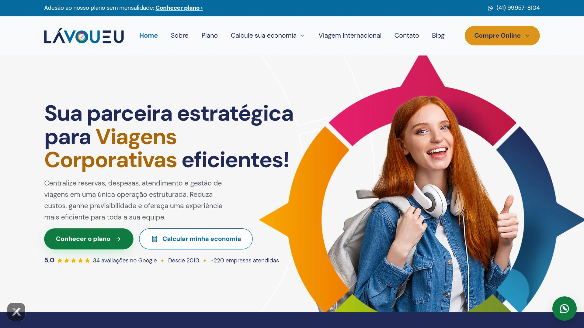 Lá Vou Eu — página inicial no computador